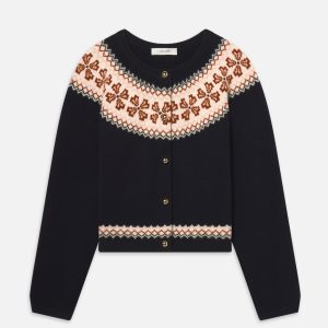 The Cashmere Fairisle Cardi -- Navy
