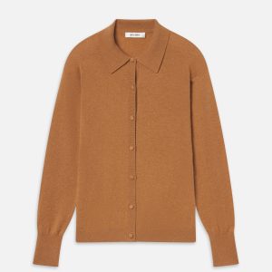The Cashmere Collared Cardi -- Light Camel
