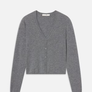 The Cashmere V Cardi -- Heather Grey