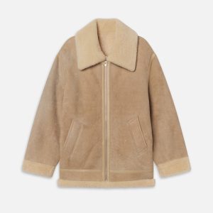 The Aged Shearling Aviator Jacket -- Light Camel