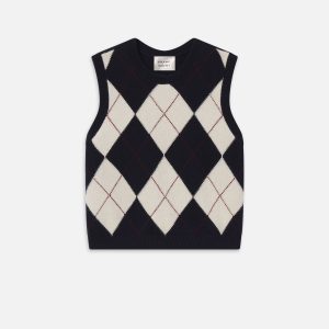 Sotheby's Women's Argyle Vest -- Navy Multi