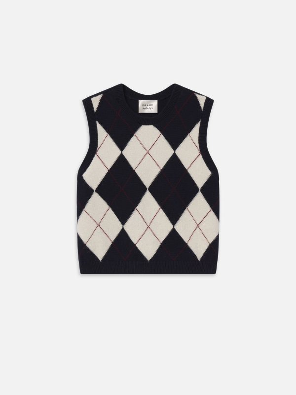 Sotheby's Women's Argyle Vest -- Navy Multi
