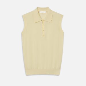 The Cashmere Sleeveless Polo -- Lemon