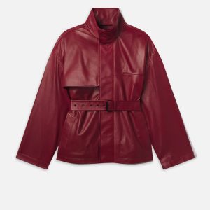 The Alexandra Leather Trench -- Burgundy