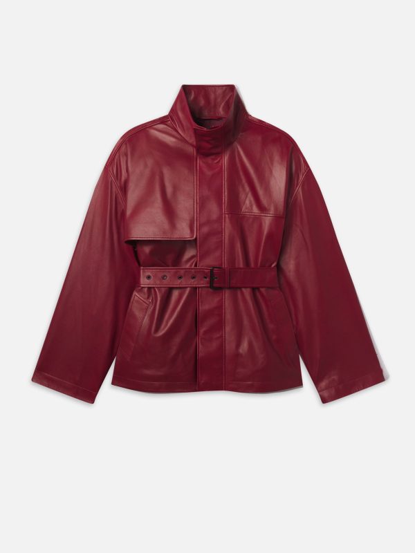 The Alexandra Leather Trench -- Burgundy
