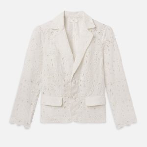 The Paisley Eyelet Classic Blazer -- White