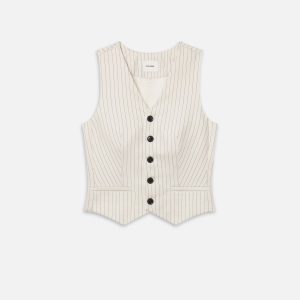 The Pinstripe Avenue Vest -- Cream Multi