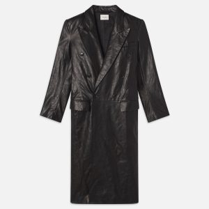 Tailored Leather Coat -- Black