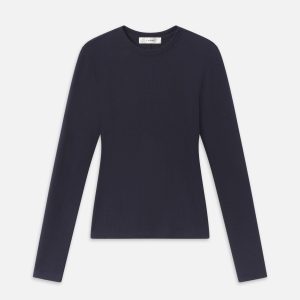 The Long Sleeve Rib Crew -- Navy