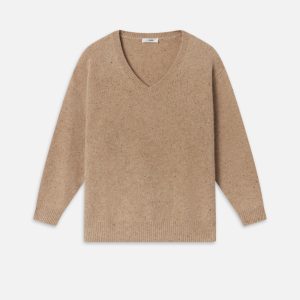 The Cashmere V Sweater -- Light Camel