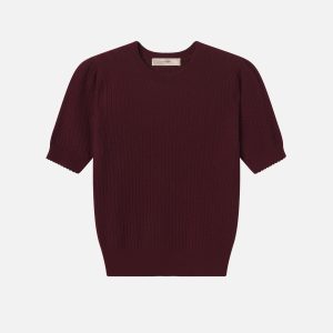 The Chain Pointelle Sweater -- Cabernet