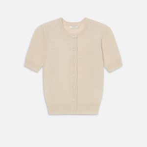 The Cashmere Pointelle Cardi -- Cream