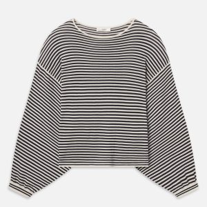 The Striped Slouchy Sweater -- Cream Multi