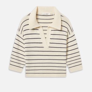 The Striped Easy Pullover -- Cream Multi