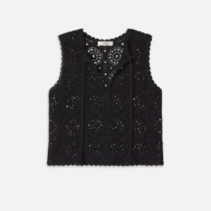 The Crochet Tassel Popover Top -- Black