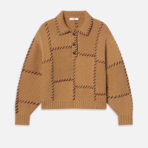 The Leather Stitch Sweater -- Camel