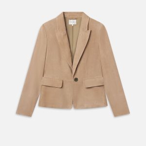 The Suede Sleek Blazer -- Light Camel