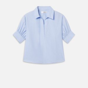 The V-Neck Popover Top -- Venice Blue Multi